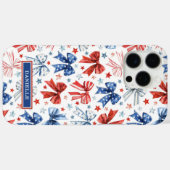 Coques Case-Mate iPhone Nœuds de Coquette Patriotique Monogrammés (Verso (horizontal))