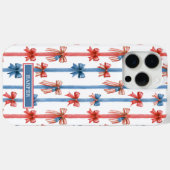 Coques Case-Mate iPhone Nœuds et Rayures Monogrammes Patriotiques (Verso (horizontal))