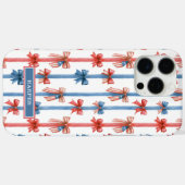 Coques Case-Mate iPhone Nœuds et Rayures Patriotiques Monogrammés (Verso (horizontal))