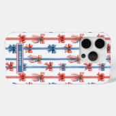 Coques Case-Mate iPhone Nœuds et Rayures Patriotiques Monogrammés (Verso (horizontal))