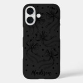 Coques Case-Mate iPhone Nœuds Monogramme Coquette Noir Gris Chic (Verso)