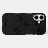 Coques Case-Mate iPhone Nœuds Monogramme Coquette Noir Gris Chic (Verso (horizontal))