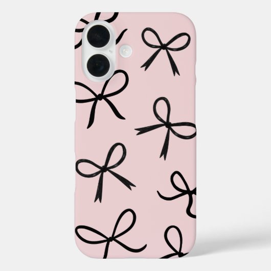 Coques Case-Mate iPhone Nœuds Noirs Mignons et Tendance Rose (Verso)
