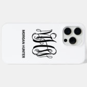 Coques Case-Mate iPhone Noir 3 Initiale Vigne Monogramme DIY BG (Verso (horizontal))