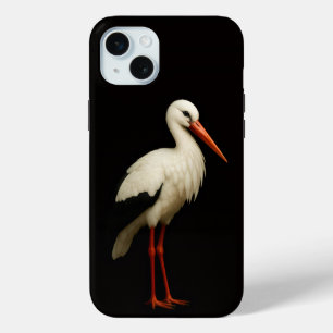 Coque iPhone 15 Mini Noir 4 Luxe, Cigogne Élégante iphone 15 Plus