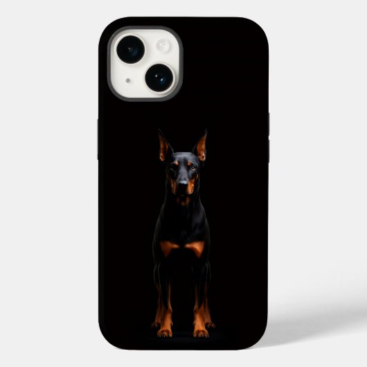 Coques Case-Mate iPhone Noir 4 Luxe iPhone 14 Mate, Doberman Gardien (Verso)