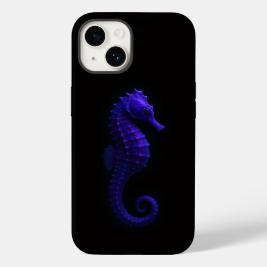 Coques Case-Mate iPhone Noir 4 Luxe iPhone 14 Mate, Hippocampe Violet (Verso)