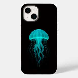Coque Pour iPhone 14 Noir 4 Luxe iPhone 14 Mate, Méduse Néon Vert