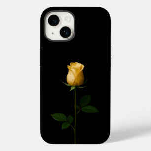 Coque Pour iPhone 14 Noir 4 Luxe iPhone 14 Mate, Rose Jaune Ensoleillé