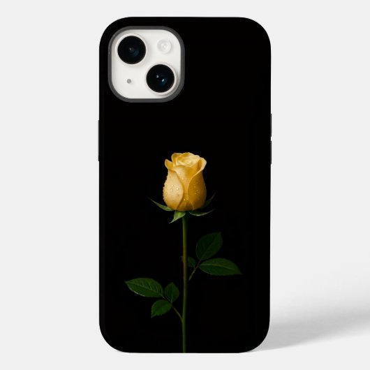 Coques Case-Mate iPhone Noir 4 Luxe iPhone 14 Mate, Rose Jaune Ensoleillé (Verso)