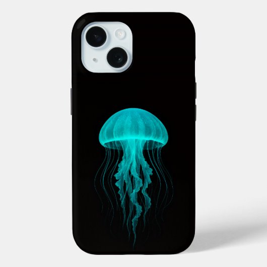 Coques Case-Mate iPhone Noir 4 Luxe iPhone 15 Mate, Méduse Verte (Verso)