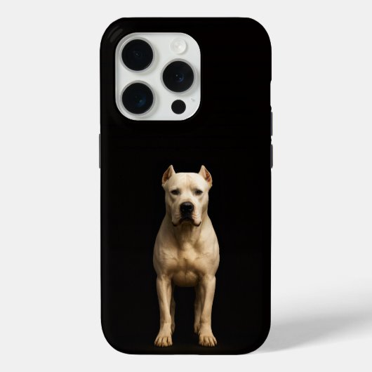 Coques Case-Mate iPhone Noir 4 Luxe iPhone 15 Pro, Dogo Argentino Audacieu (Verso)