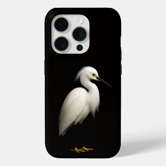 Coques Case-Mate iPhone Noir 4 Luxe iPhone 15 Pro Mate Aigrette neigeuse (Verso)