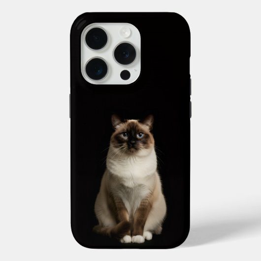 Coques Case-Mate iPhone Noir 4 Luxe iPhone 15 Pro Mate, Chat Birman (Verso)