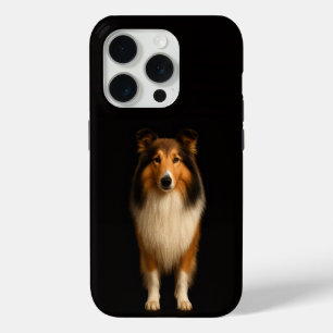 Coque iPhone 15 Pro Noir 4 Luxe iPhone 15 Pro Mate, Chien Collie Loyal