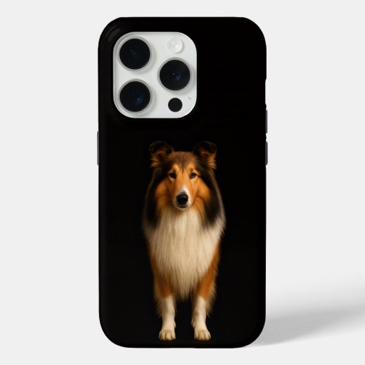 Coques Case-Mate iPhone Noir 4 Luxe iPhone 15 Pro Mate, Chien Collie Loyal (Verso)