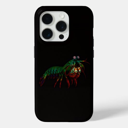 Coques Case-Mate iPhone Noir 4 Luxe iPhone 15 Pro Mate, Crevette Mantis (Verso)