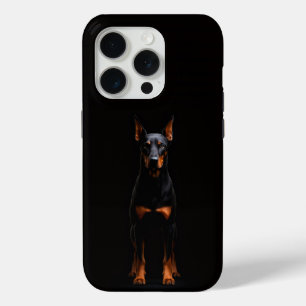 Coque iPhone 15 Pro Noir 4 Luxe iPhone 15 Pro Mate, Doberman Gardien