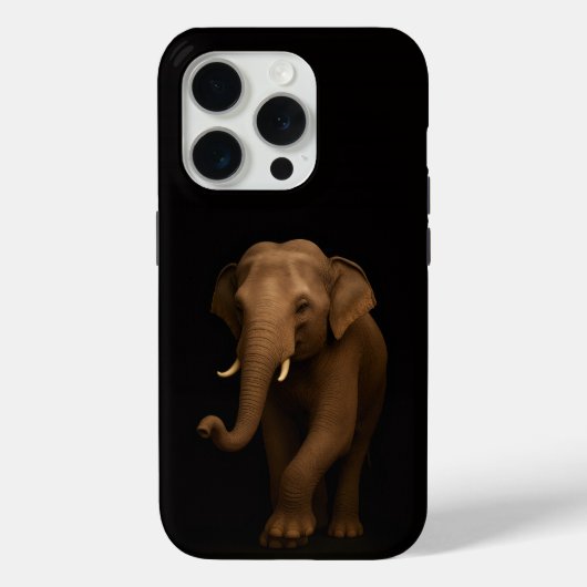 Coques Case-Mate iPhone Noir 4 Luxe iPhone 15 Pro Mate, Éléphant d'Inde (Verso)