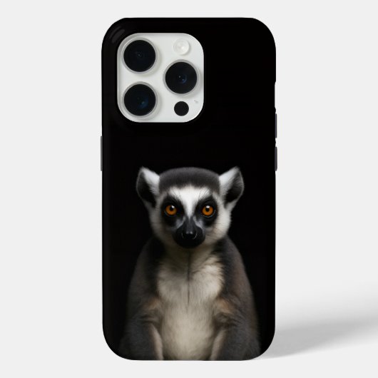 Coques Case-Mate iPhone Noir 4 Luxe iPhone 15 Pro Mate Gentil Lémurien (Verso)