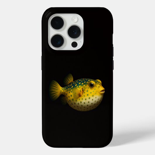 Coques Case-Mate iPhone Noir 4 Luxe iPhone 15 Pro Mate Poisson-Lune Jaune (Verso)