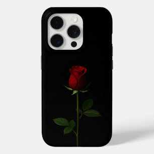 Coque iPhone 15 Pro Noir 4 Luxe iPhone 15 Pro Mate, Rose Rouge Velours