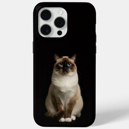 Coques Case-Mate iPhone Noir 4 Luxe iPhone 15 Pro Max, Chat Birman (Verso)