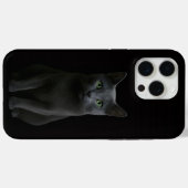Coques Case-Mate iPhone Noir 4 Luxe iPhone 15 Pro Max, Chat Bleu Russe (Verso (horizontal))