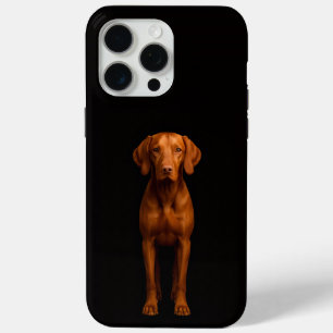 Coque iPhone 15 Pro Max Noir 4 Luxe iPhone 15 Pro Max, Chien Vizsla Agile