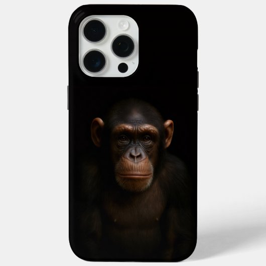 Coques Case-Mate iPhone Noir 4 Luxe iPhone 15 Pro Max, Chimpanzé Serein (Verso)