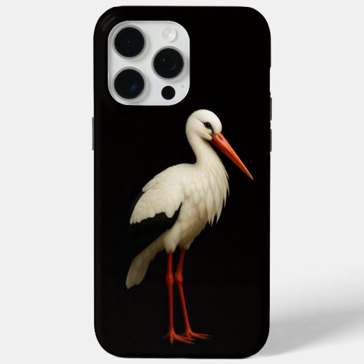 Coques Case-Mate iPhone Noir 4 Luxe iPhone 15 Pro Max, Cigogne Élégante (Verso)