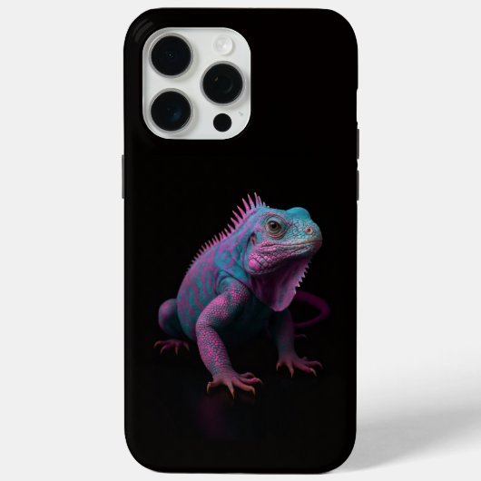 Coques Case-Mate iPhone Noir 4 Luxe iPhone 15 Pro Max, Iguane Rose (Verso)