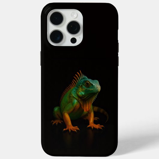 Coques Case-Mate iPhone Noir 4 Luxe iPhone 15 Pro Max, Iguane Vert (Verso)