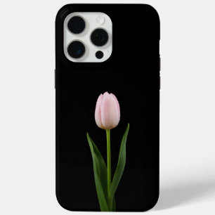 Coque iPhone 15 Pro Max Noir 4 Luxe iPhone 15 Pro Max, Tulipe Rose Tendre