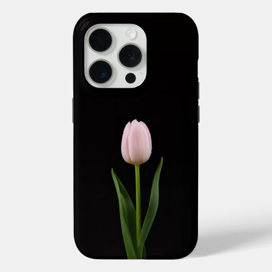 Coques Case-Mate iPhone Noir 4 Luxe iPhone 15 Pro Tulipe Rose Tendre (Verso)