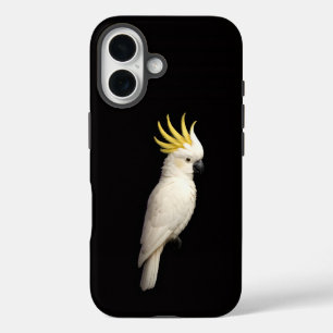 Coques iPhone 16 Noir 4 Luxe iPhone 16 Mate, Cacatoès à crête jaune
