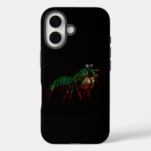 Coques iPhone 16 Noir 4 Luxe iPhone 16 Mate, Crevette Mantis