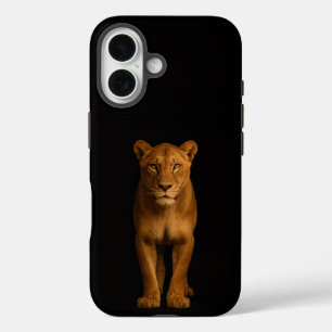 Coques iPhone 16 Noir 4 Luxe iPhone 16 Mate, Noble Lioness