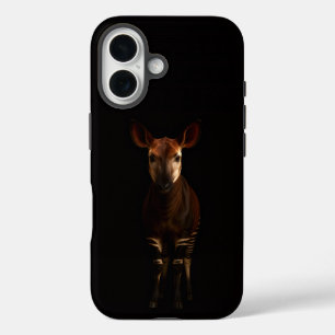 Coques iPhone 16 Noir 4 Luxe iPhone 16 Mate, Okapi de la Forêt