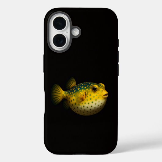 Coques Case-Mate iPhone Noir 4 Luxe iPhone 16 Mate, Poisson-lune jaune (Verso)