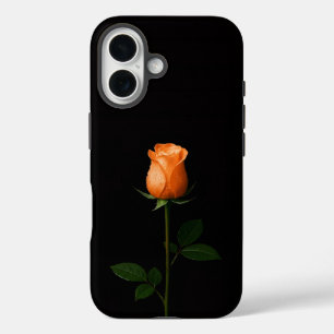 Coques iPhone 16 Noir 4 Luxe iPhone 16 Mate, Rose Orange Crépuscule