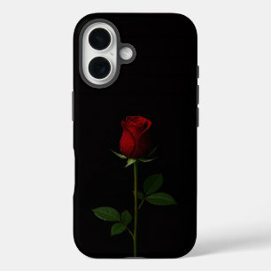 Coques iPhone 16 Noir 4 Luxe iPhone 16 Mate, Rose Rouge Velours