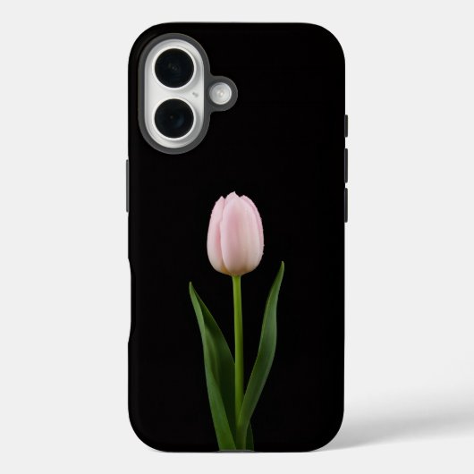 Coques Case-Mate iPhone Noir 4 Luxe iPhone 16 Mate, Tulipe Rose Pâle (Verso)
