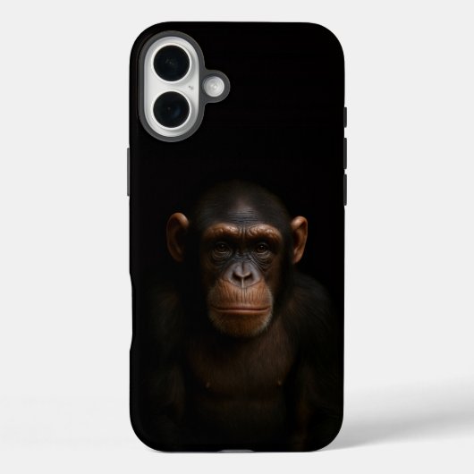 Coques Case-Mate iPhone Noir 4 Luxe iPhone 16 Plus, Chimpanzé Serein (Verso)