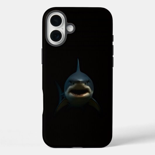 Coques Case-Mate iPhone Noir 4 Luxe iPhone 16 Plus, Grand Requin Blanc (Verso)