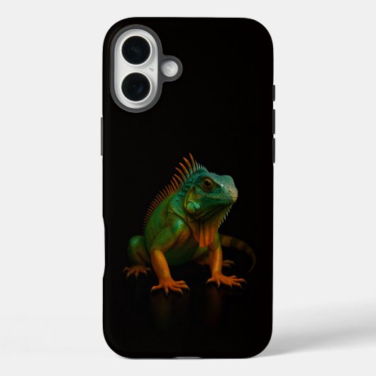Coques Case-Mate iPhone Noir 4 Luxe iPhone 16 Plus, Iguane Vert (Verso)