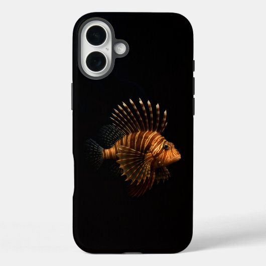 Coques Case-Mate iPhone Noir 4 Luxe iPhone 16 Plus, Poisson-Lion Rouge (Verso)