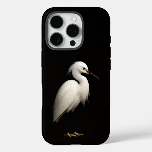 Coques Case-Mate iPhone Noir 4 Luxe iPhone 16 Pro, Aigrette neigeuse (Verso)