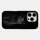 Coques Case-Mate iPhone Noir 4 Luxe iPhone 16 Pro, Chat Bleu Russe (Verso (horizontal))