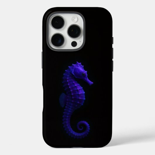 Coques Case-Mate iPhone Noir 4 Luxe iPhone 16 Pro, Hippocampe Violet (Verso)